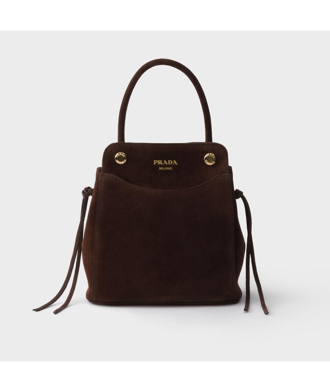 PRADA Коричневая замшевая сумка с короткими ручками, фото 6