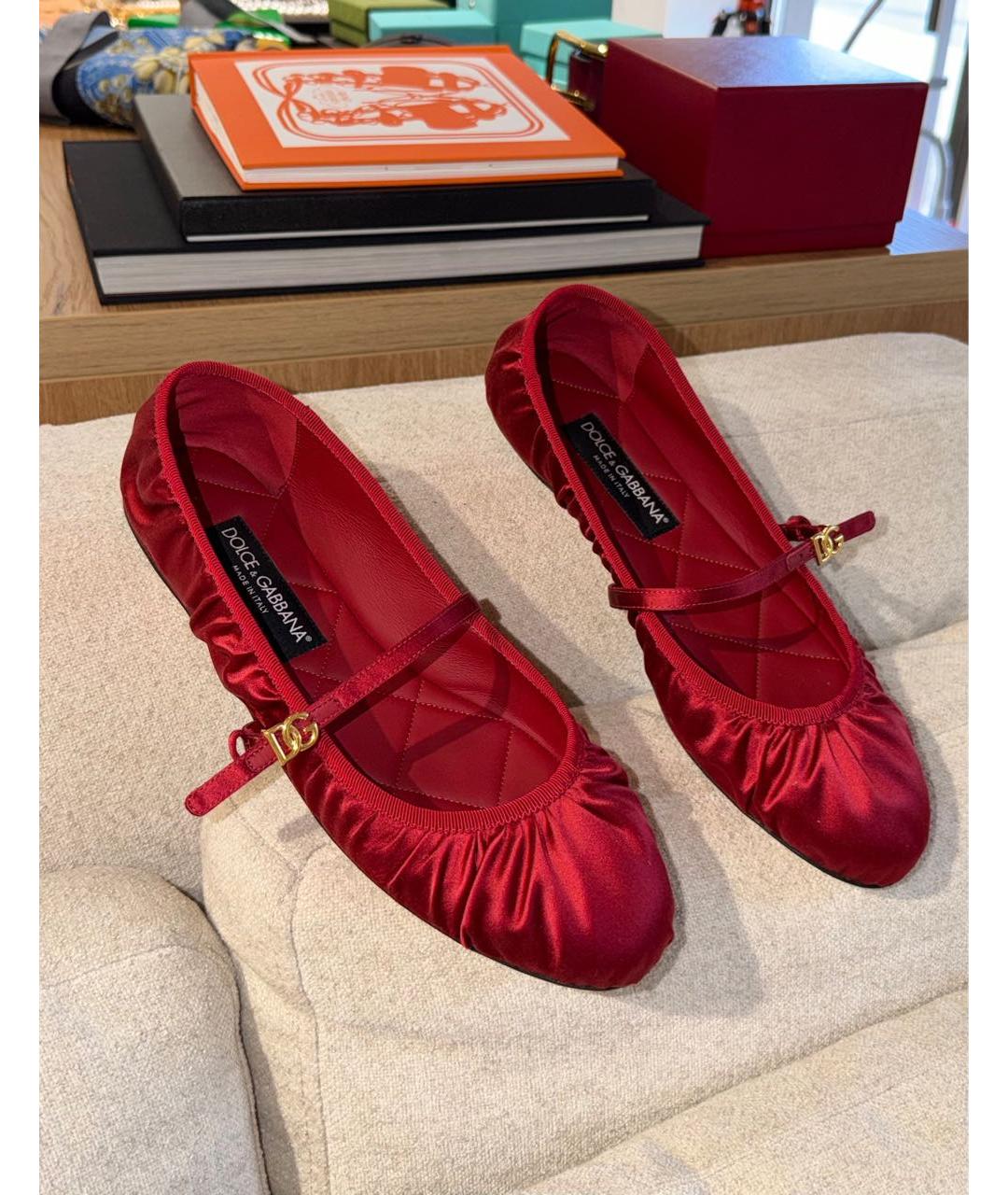 DOLCE&GABBANA Красные текстильные балетки, фото 2