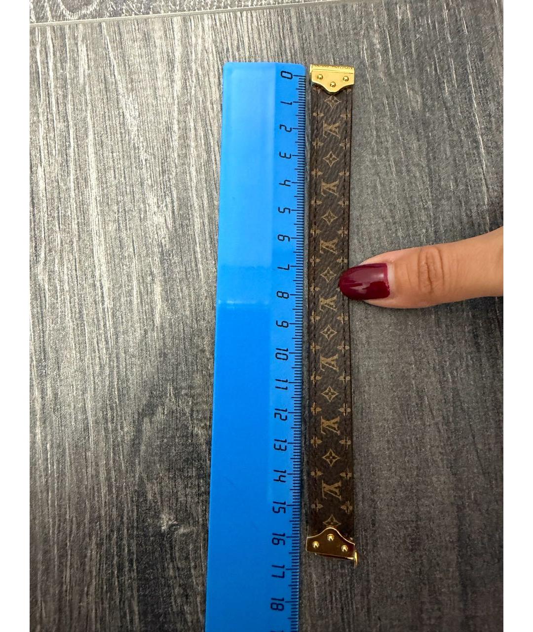 LOUIS VUITTON Коричневый кожаный браслет, фото 5