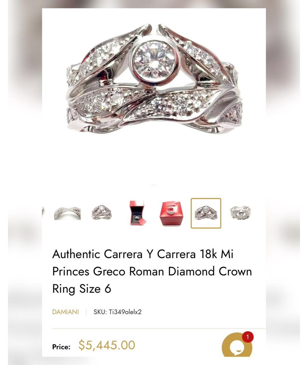 CARRERA Y CARRERA Серебряное кольцо из белого золота, фото 3