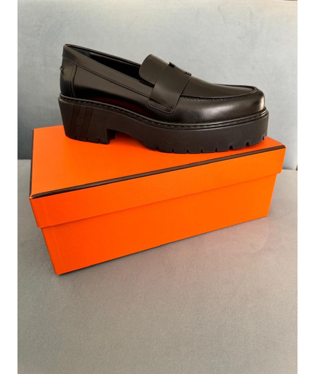 HERMES Черные кожаные лоферы, фото 5