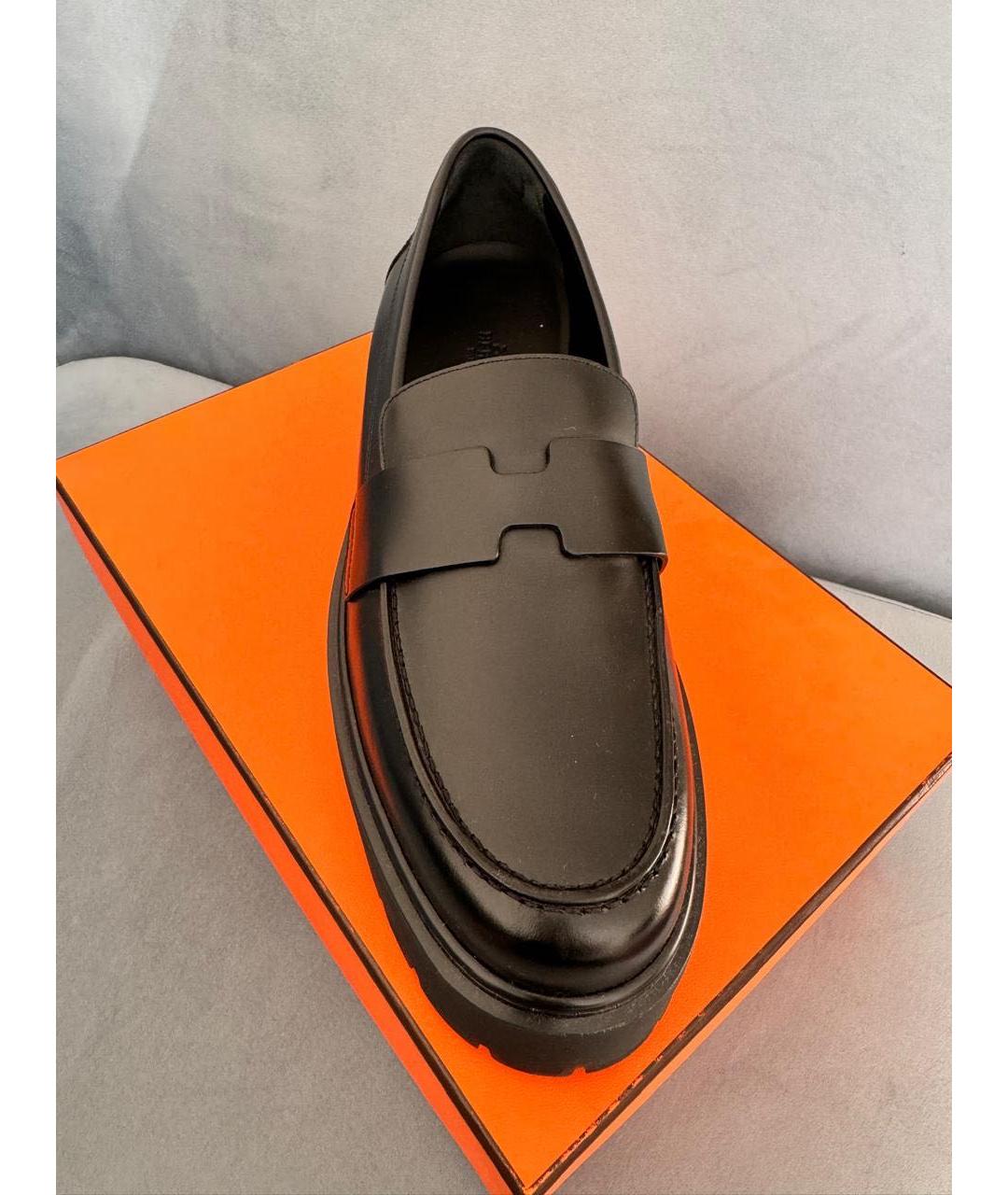 HERMES Черные кожаные лоферы, фото 4