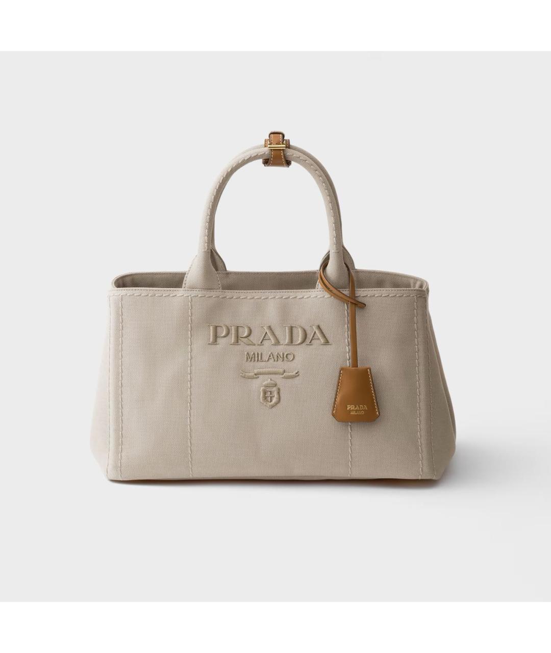 PRADA Бежевая сумка тоут из канвы, фото 5