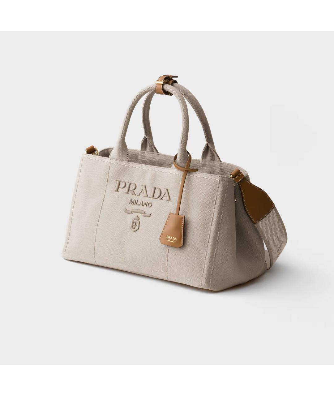PRADA Бежевая сумка тоут из канвы, фото 2