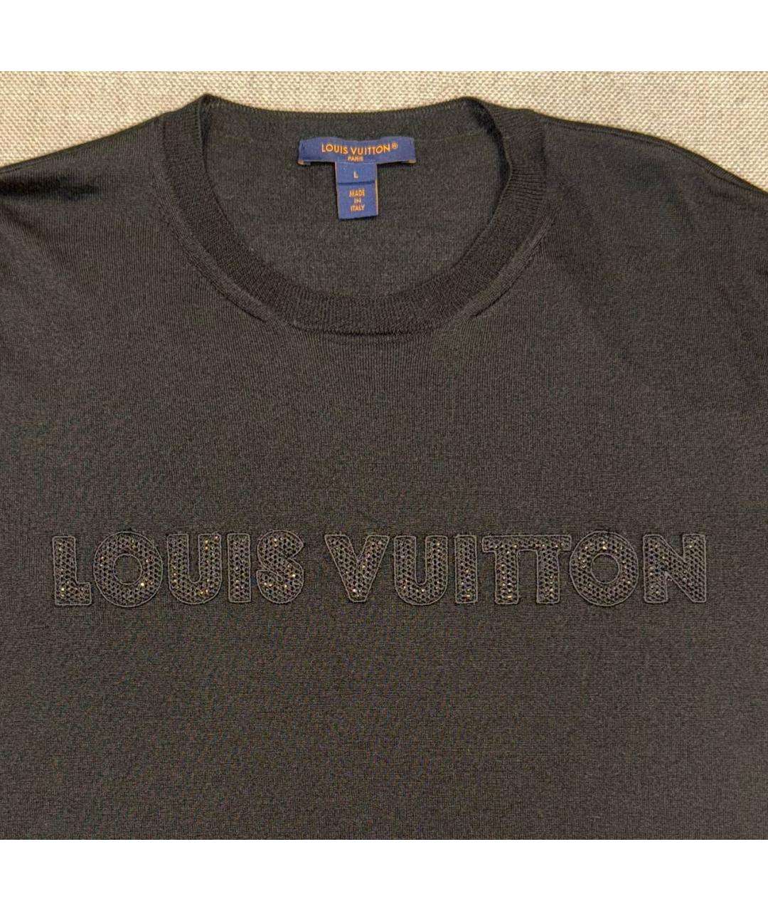 LOUIS VUITTON Черная кашемировая футболка, фото 4