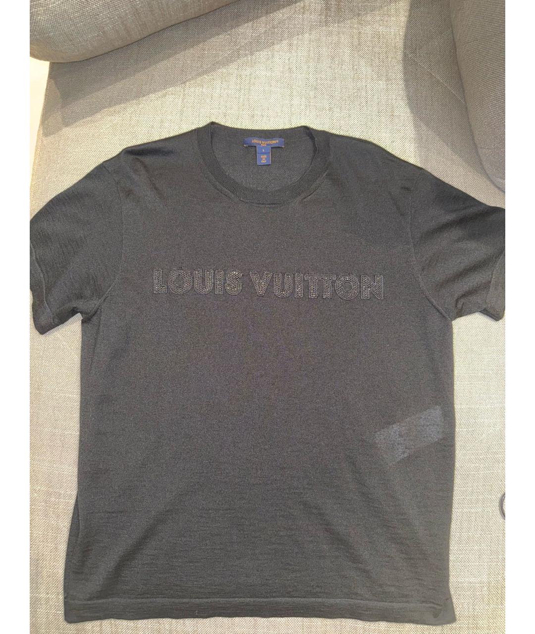 LOUIS VUITTON Черная кашемировая футболка, фото 2