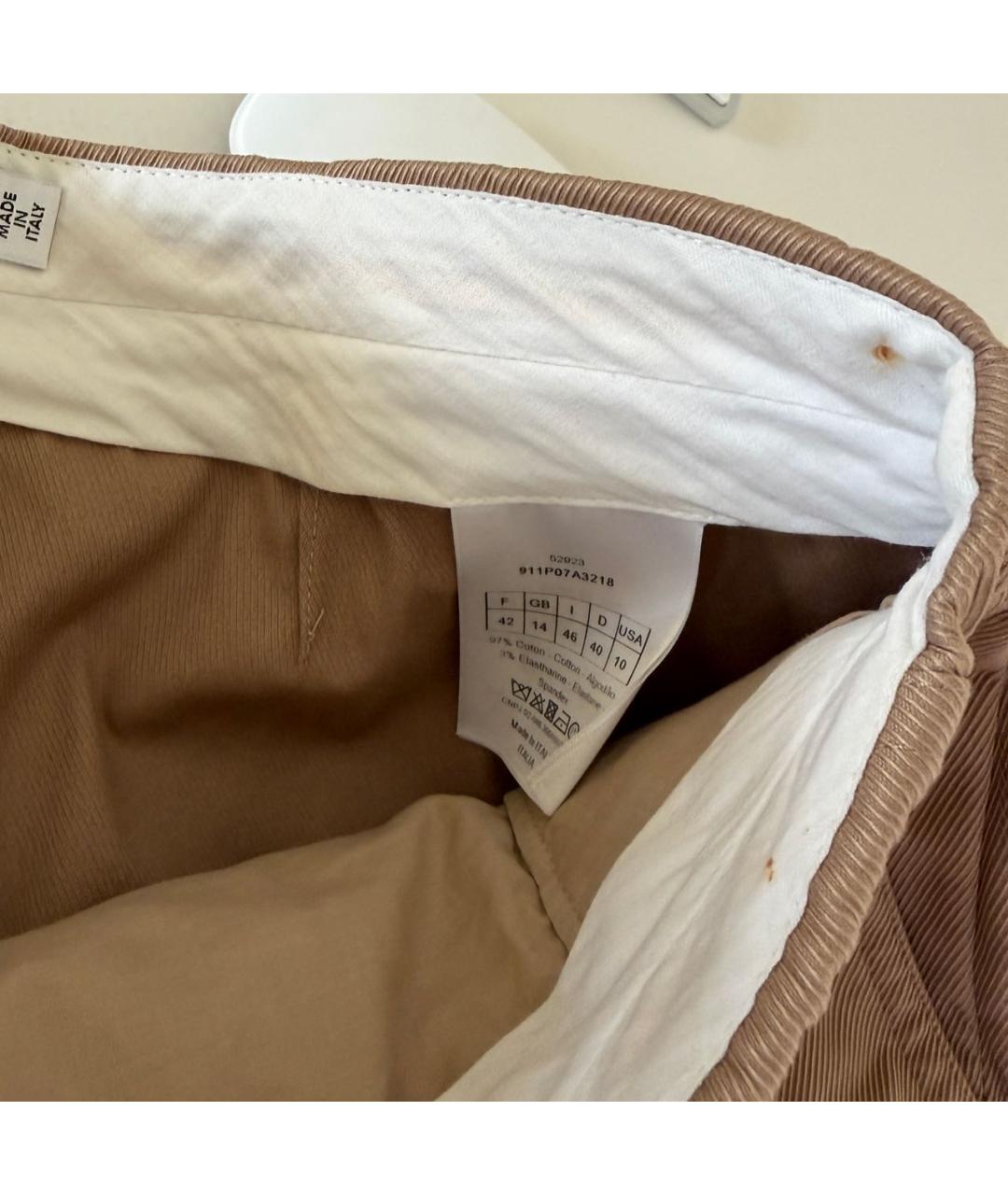 CHRISTIAN DIOR Бежевые хлопко-эластановые прямые брюки, фото 6