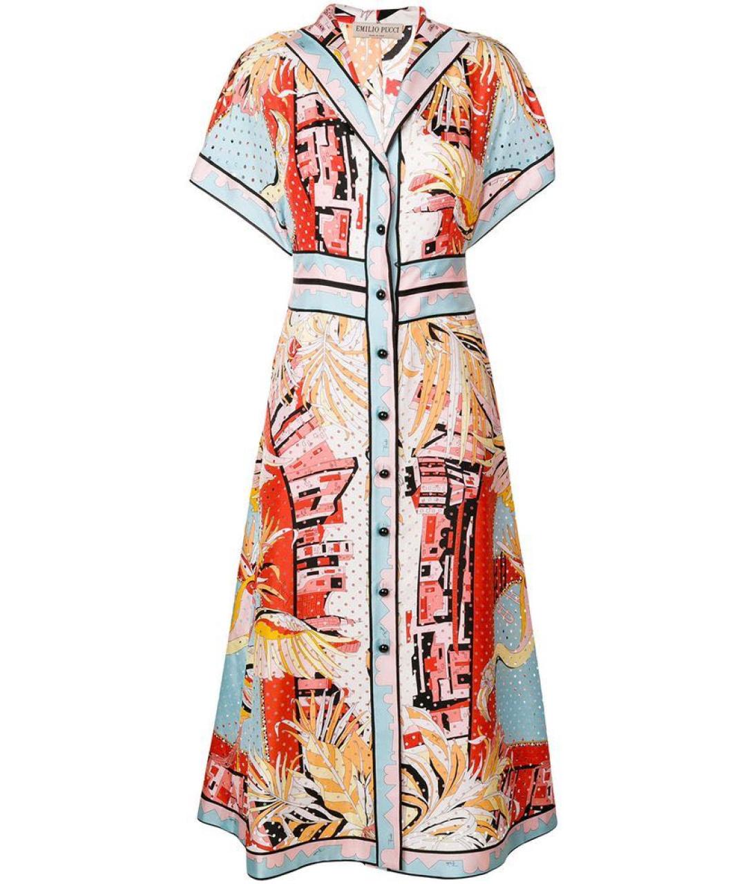EMILIO PUCCI Мульти шелковое повседневное платье, фото 1