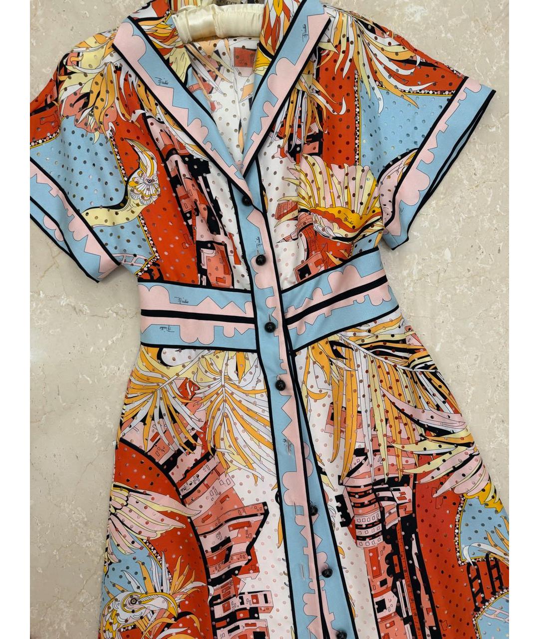 EMILIO PUCCI Мульти шелковое повседневное платье, фото 5