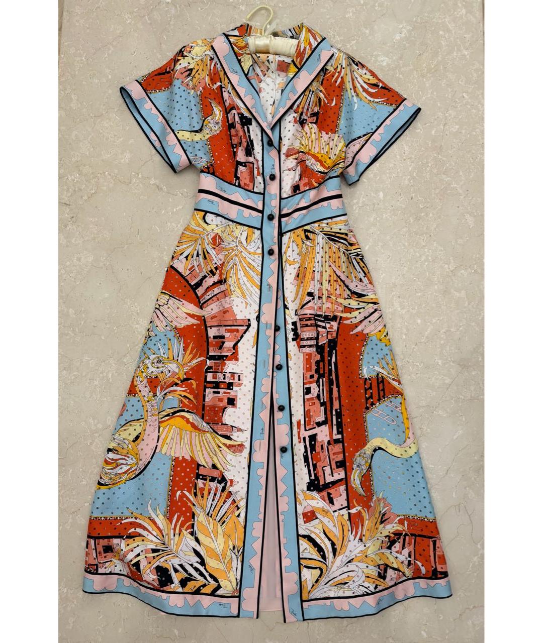 EMILIO PUCCI Мульти шелковое повседневное платье, фото 4
