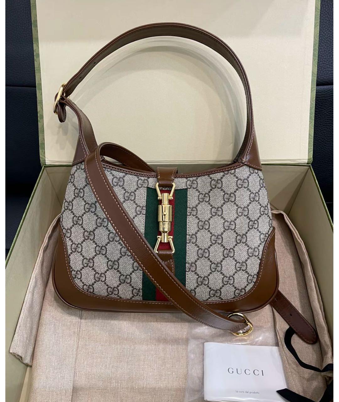 GUCCI Коричневая кожаная сумка через плечо, фото 8
