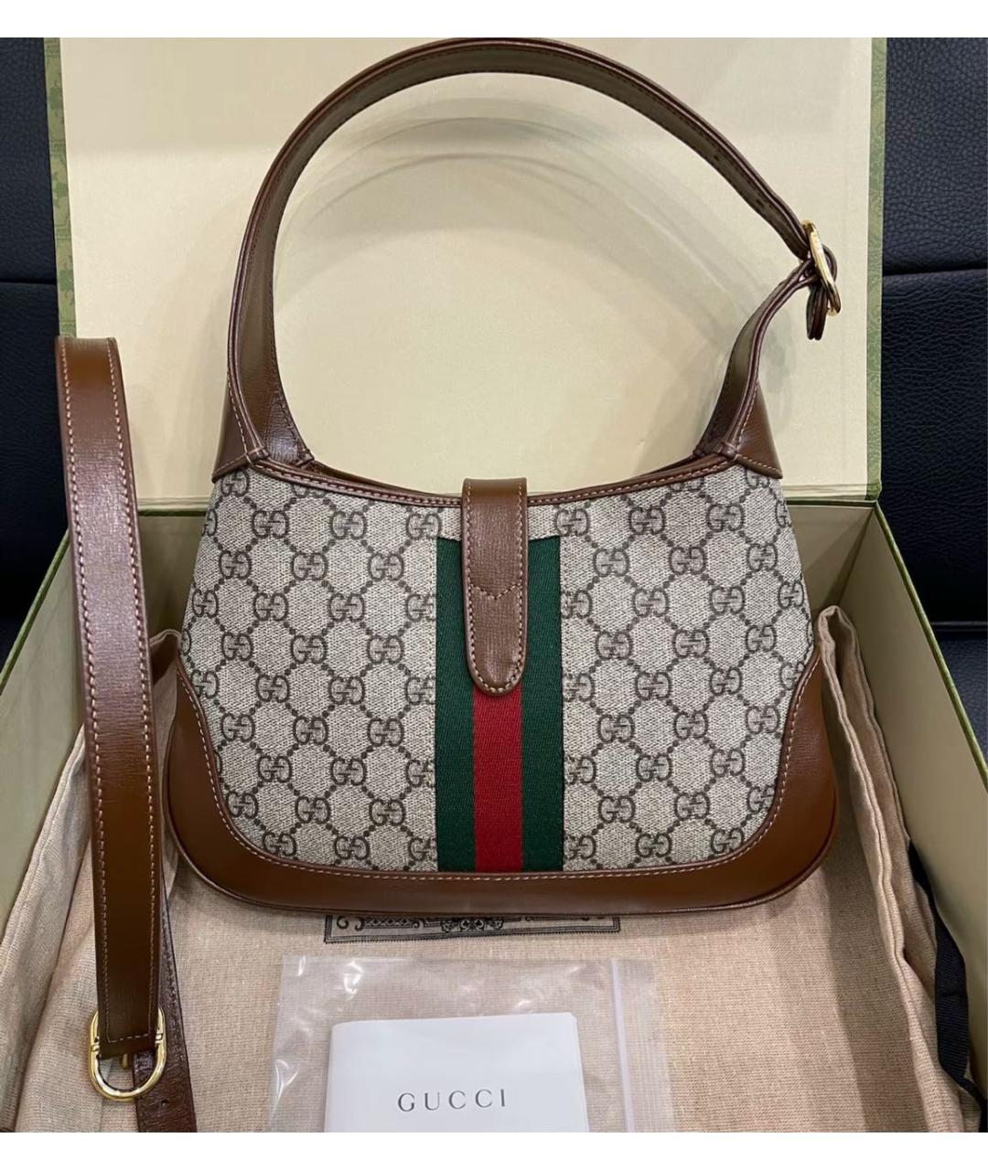 GUCCI Коричневая кожаная сумка через плечо, фото 6