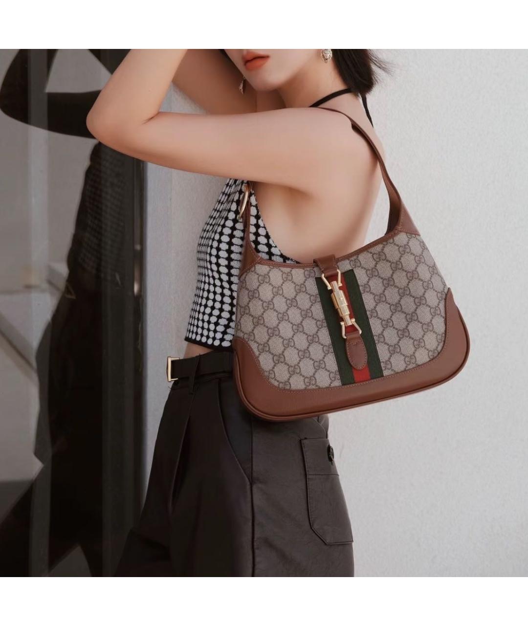 GUCCI Коричневая кожаная сумка через плечо, фото 4