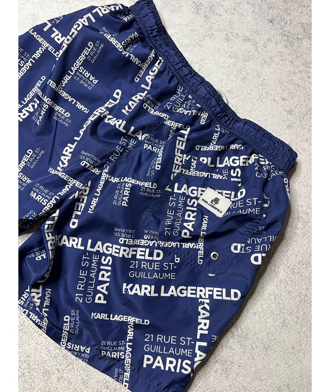 KARL LAGERFELD Темно-синие полиэстеровые шорты, фото 5