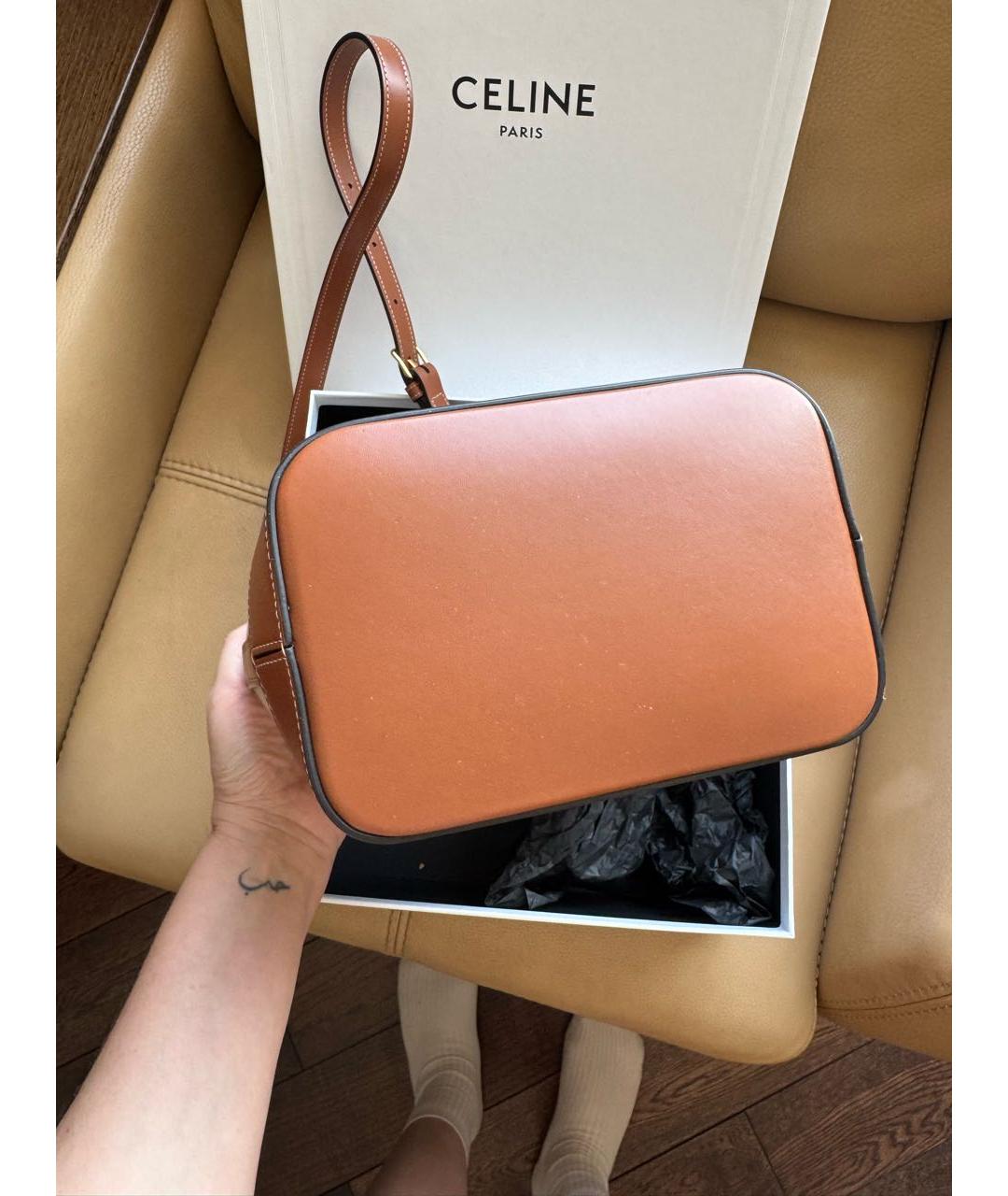 CELINE Бежевая хлопковая сумка через плечо, фото 5