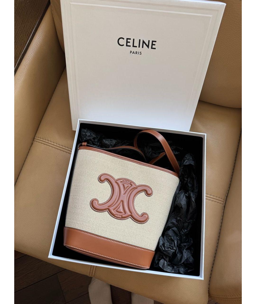 CELINE Бежевая хлопковая сумка через плечо, фото 8
