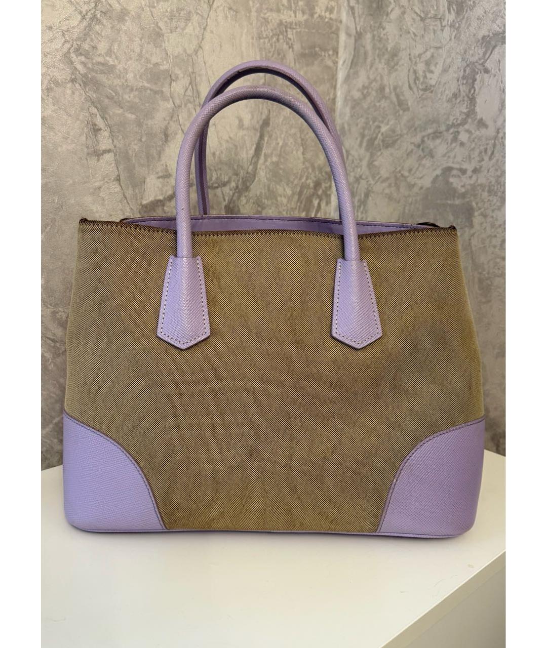 PRADA Бежевая жаккардовая сумка тоут, фото 3