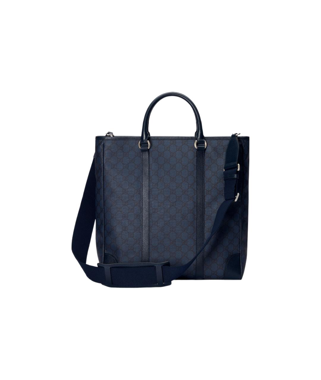 GUCCI Темно-синяя сумка тоут из канвы, фото 5