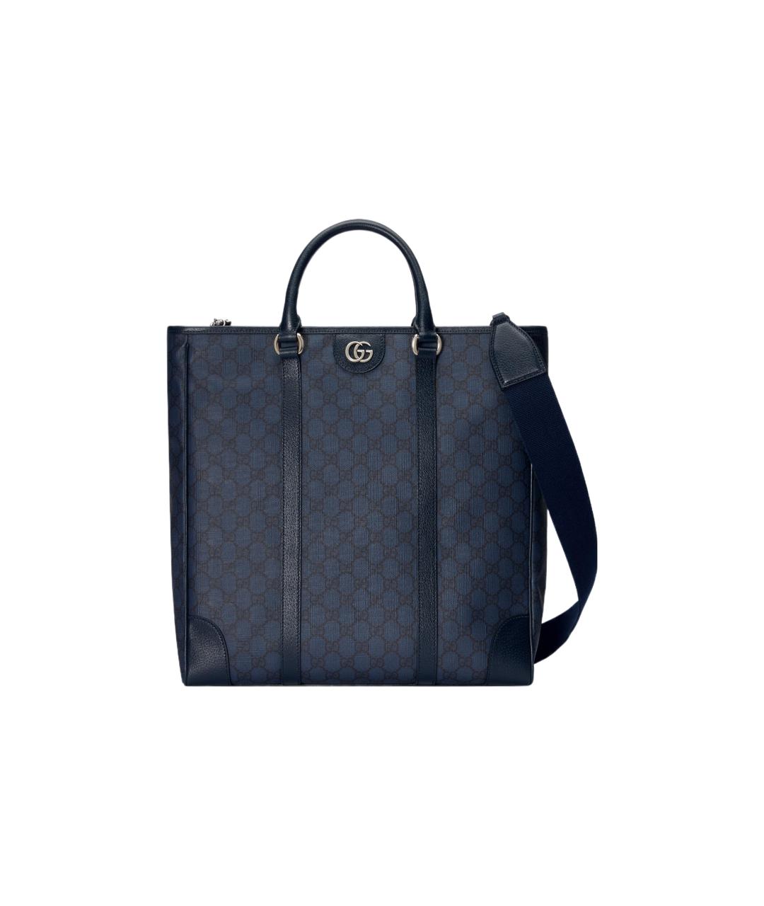 GUCCI Темно-синяя сумка тоут из канвы, фото 1
