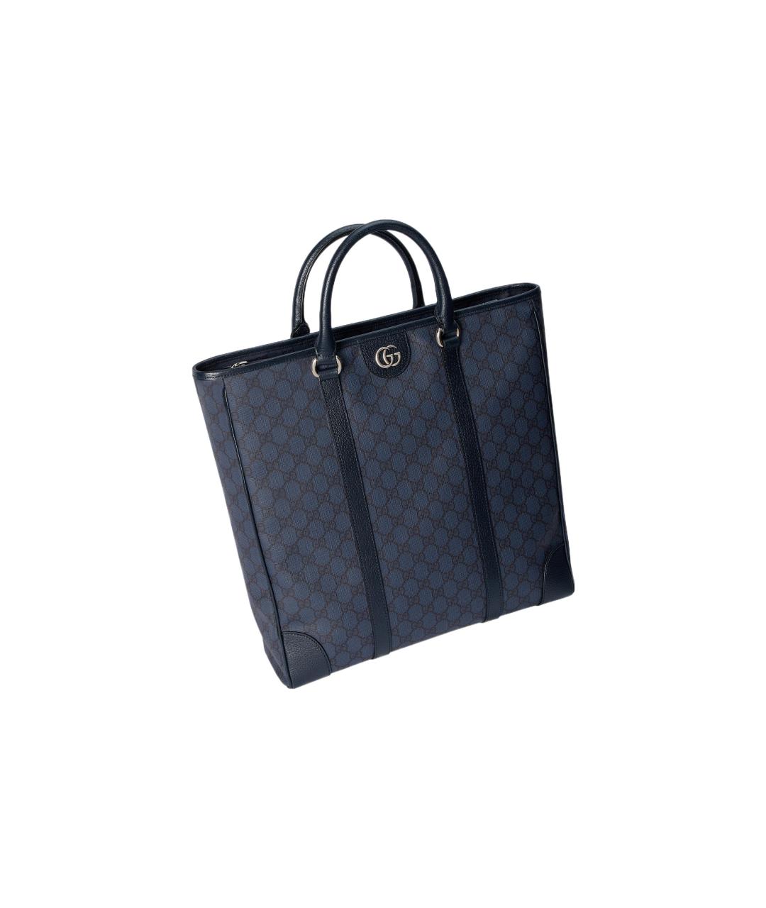 GUCCI Темно-синяя сумка тоут из канвы, фото 3