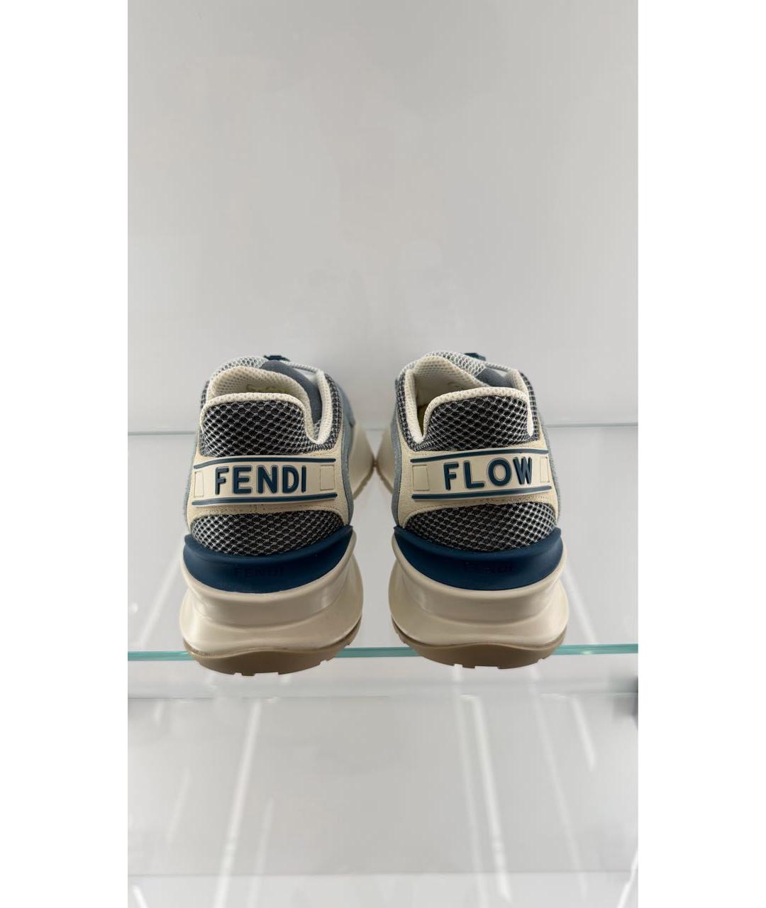 FENDI Голубые текстильные кроссовки, фото 3