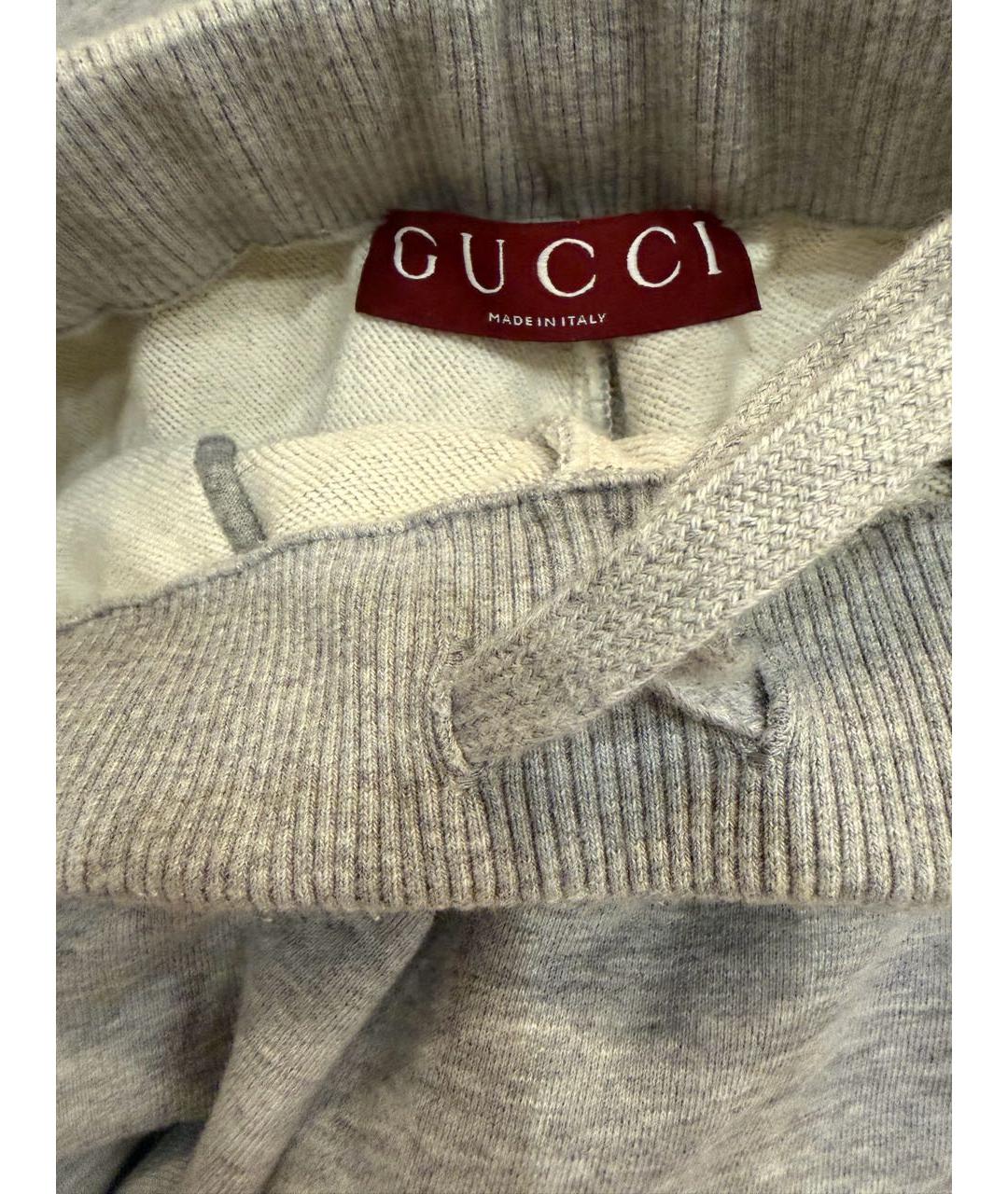 GUCCI Серые хлопковые прямые брюки, фото 4