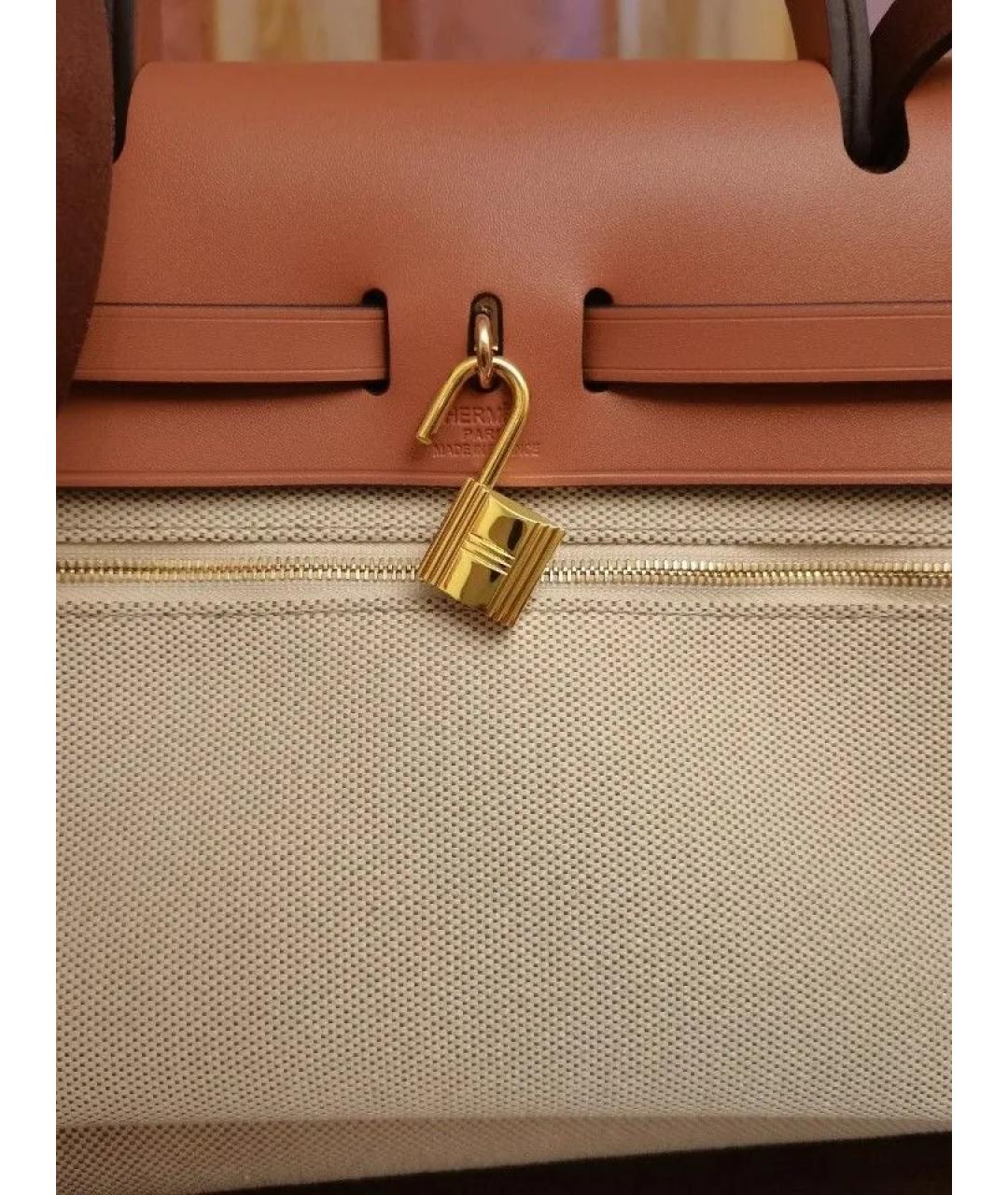 HERMES Бежевая кожаная сумка тоут, фото 5