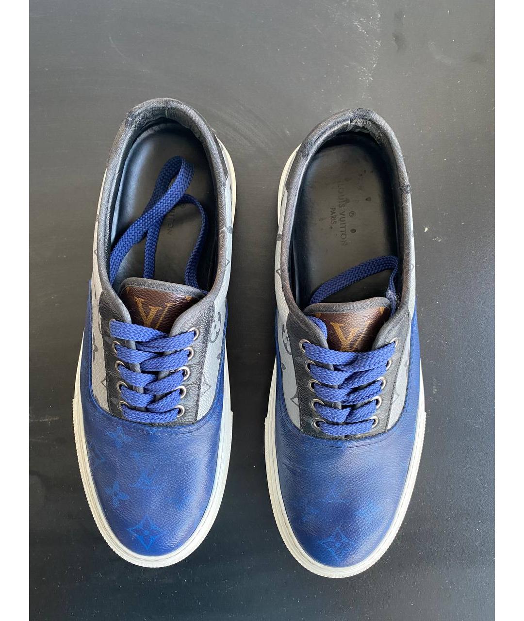 LOUIS VUITTON Синие кожаные низкие кроссовки / кеды, фото 3