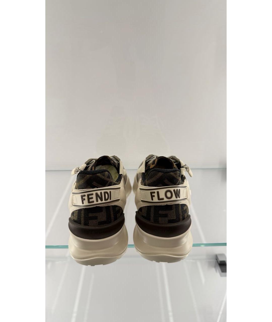 FENDI Бежевые текстильные кроссовки, фото 4