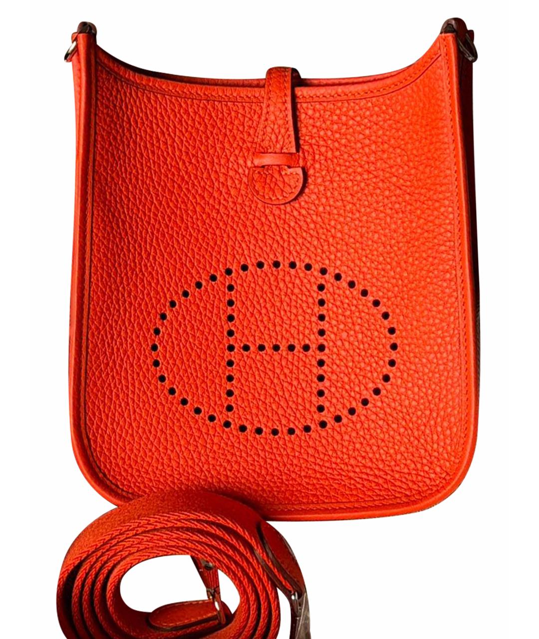 HERMES Оранжевая кожаная сумка через плечо, фото 1