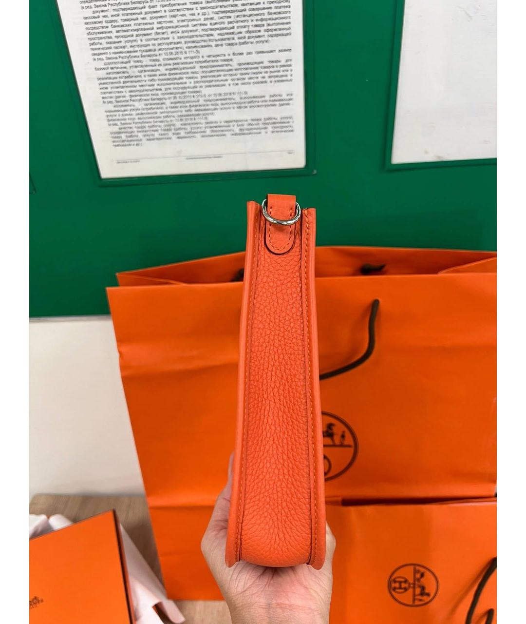 HERMES Оранжевая кожаная сумка через плечо, фото 3