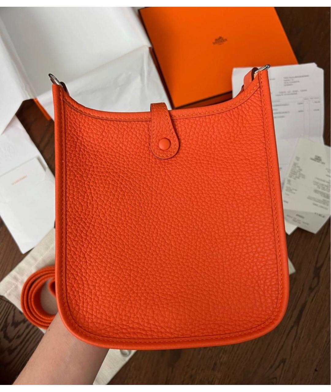 HERMES Оранжевая кожаная сумка через плечо, фото 8