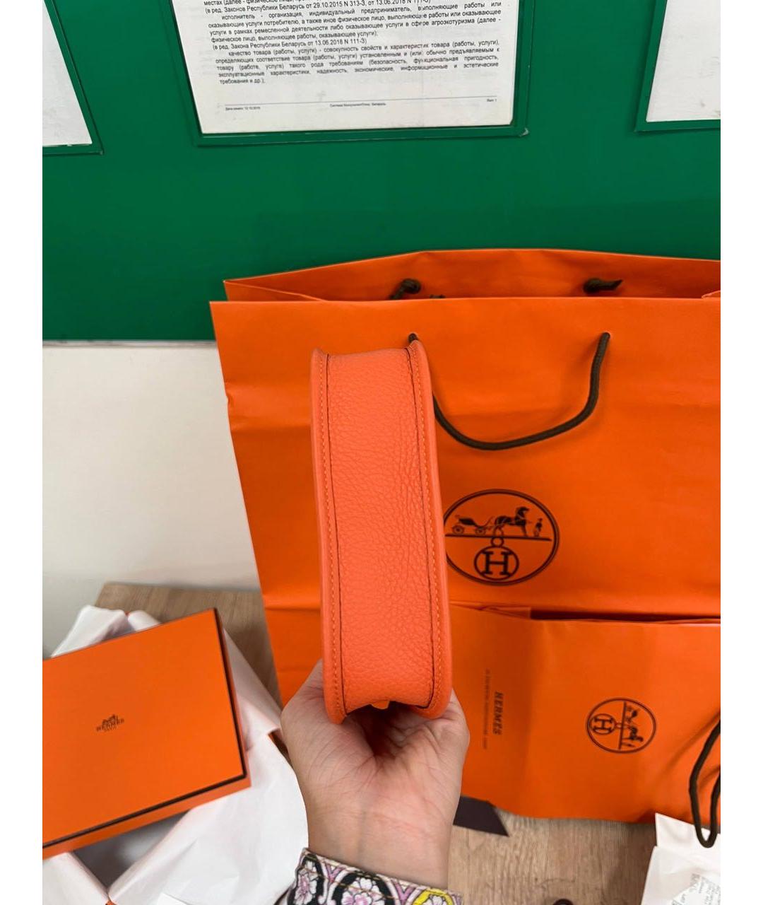 HERMES Оранжевая кожаная сумка через плечо, фото 4