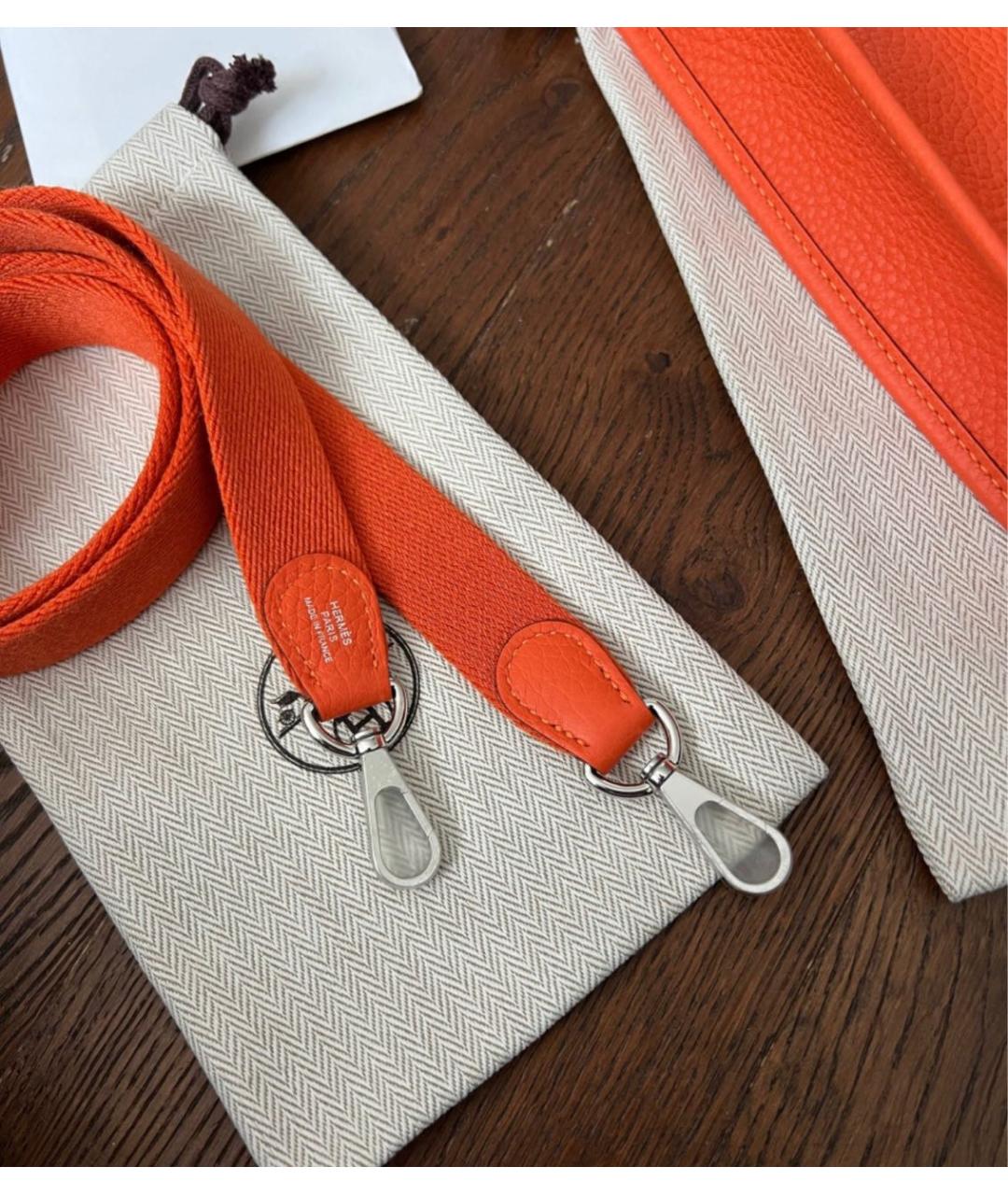 HERMES Оранжевая кожаная сумка через плечо, фото 7