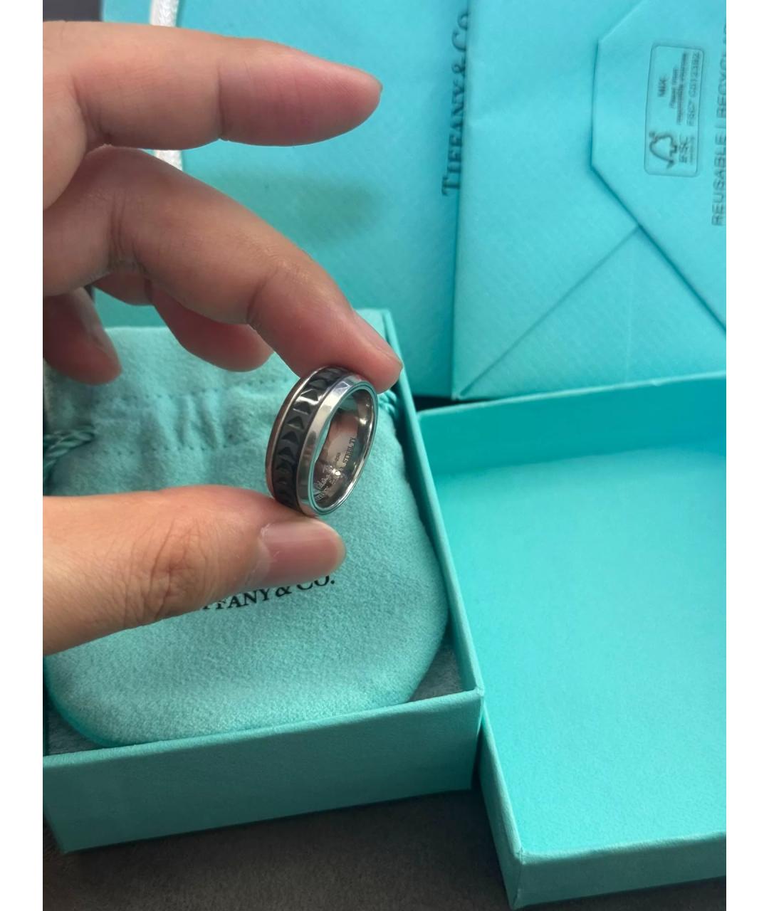 TIFFANY&CO Черное металлическое кольцо, фото 4