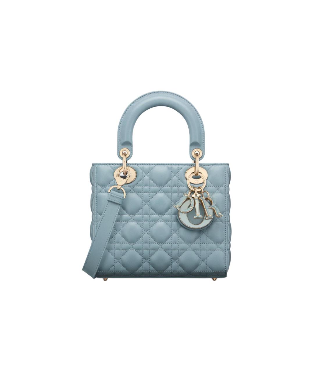 CHRISTIAN DIOR Голубая кожаная сумка с короткими ручками, фото 1