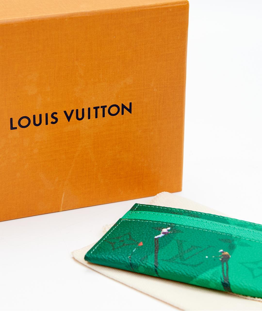LOUIS VUITTON Зеленый кожаный кардхолдер, фото 4