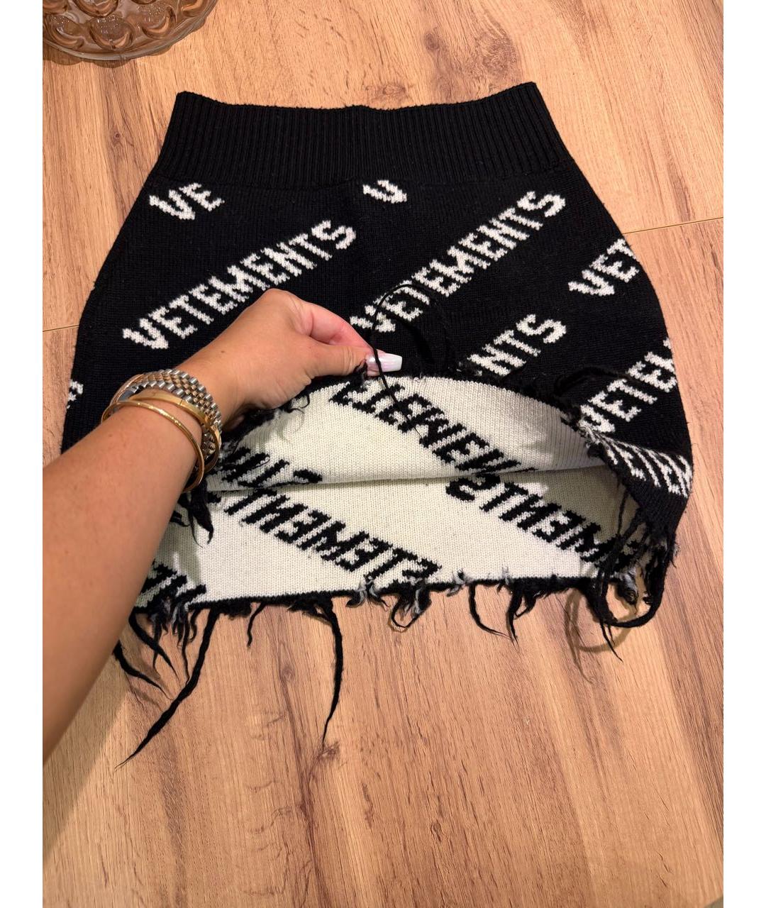 VETEMENTS Черная шерстяная юбка мини, фото 4