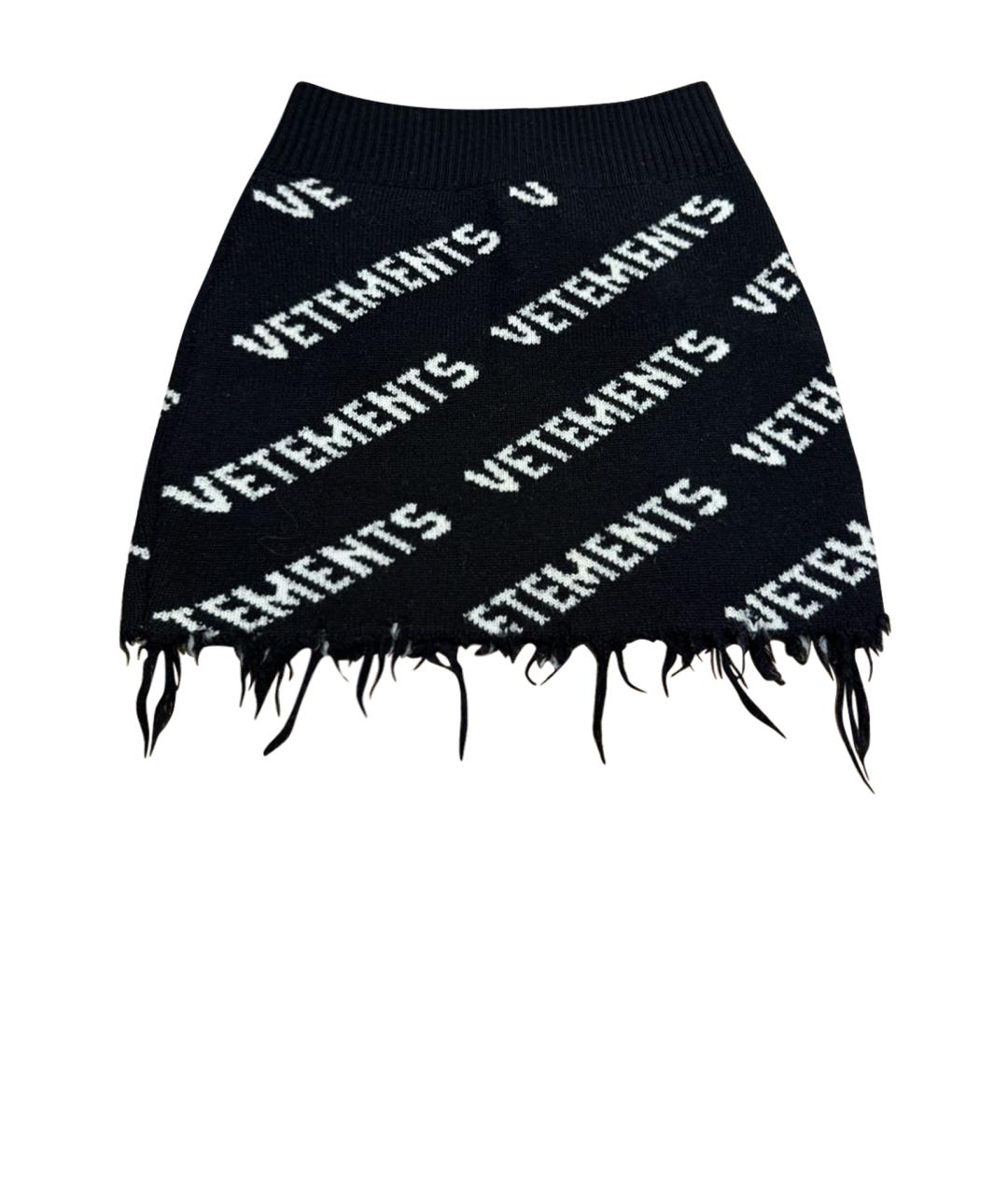 VETEMENTS Черная шерстяная юбка мини, фото 1