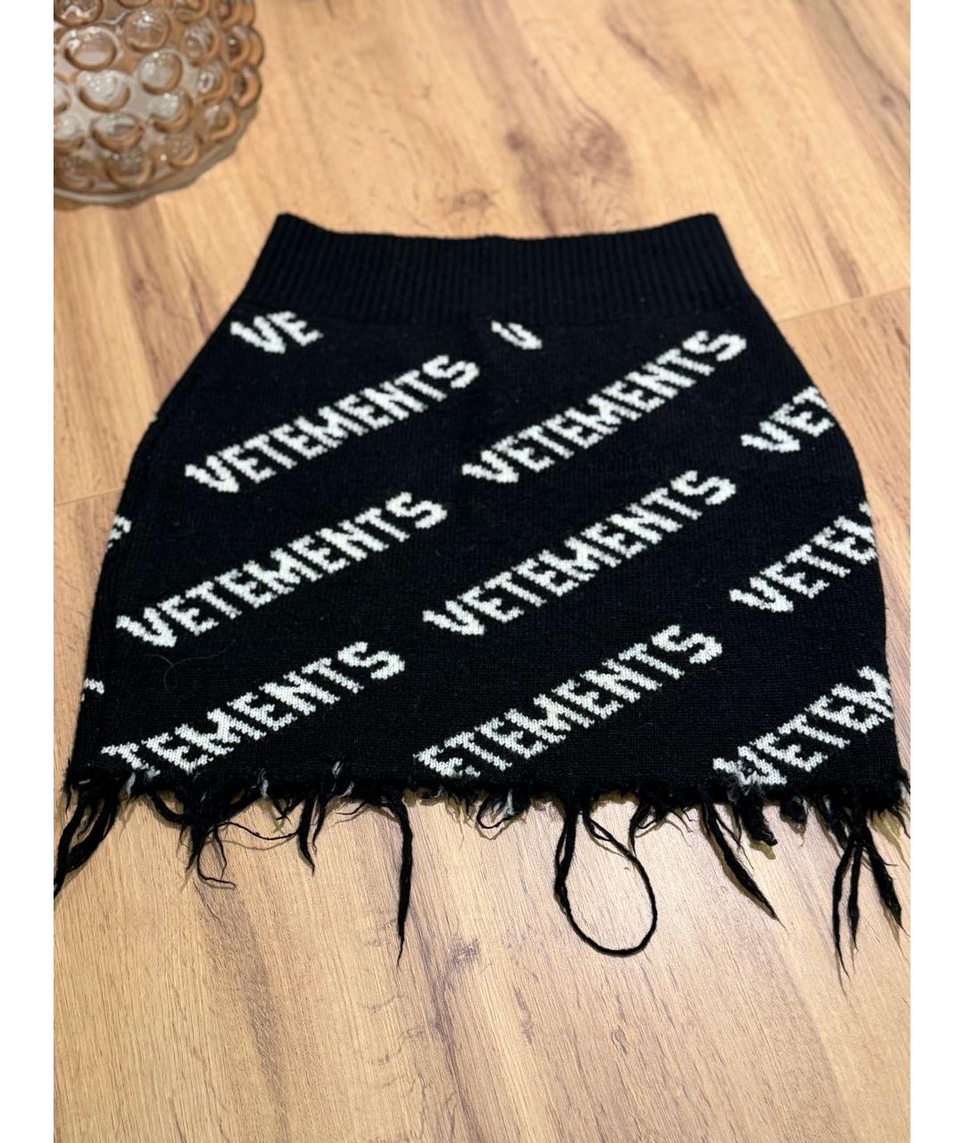 VETEMENTS Черная шерстяная юбка мини, фото 2