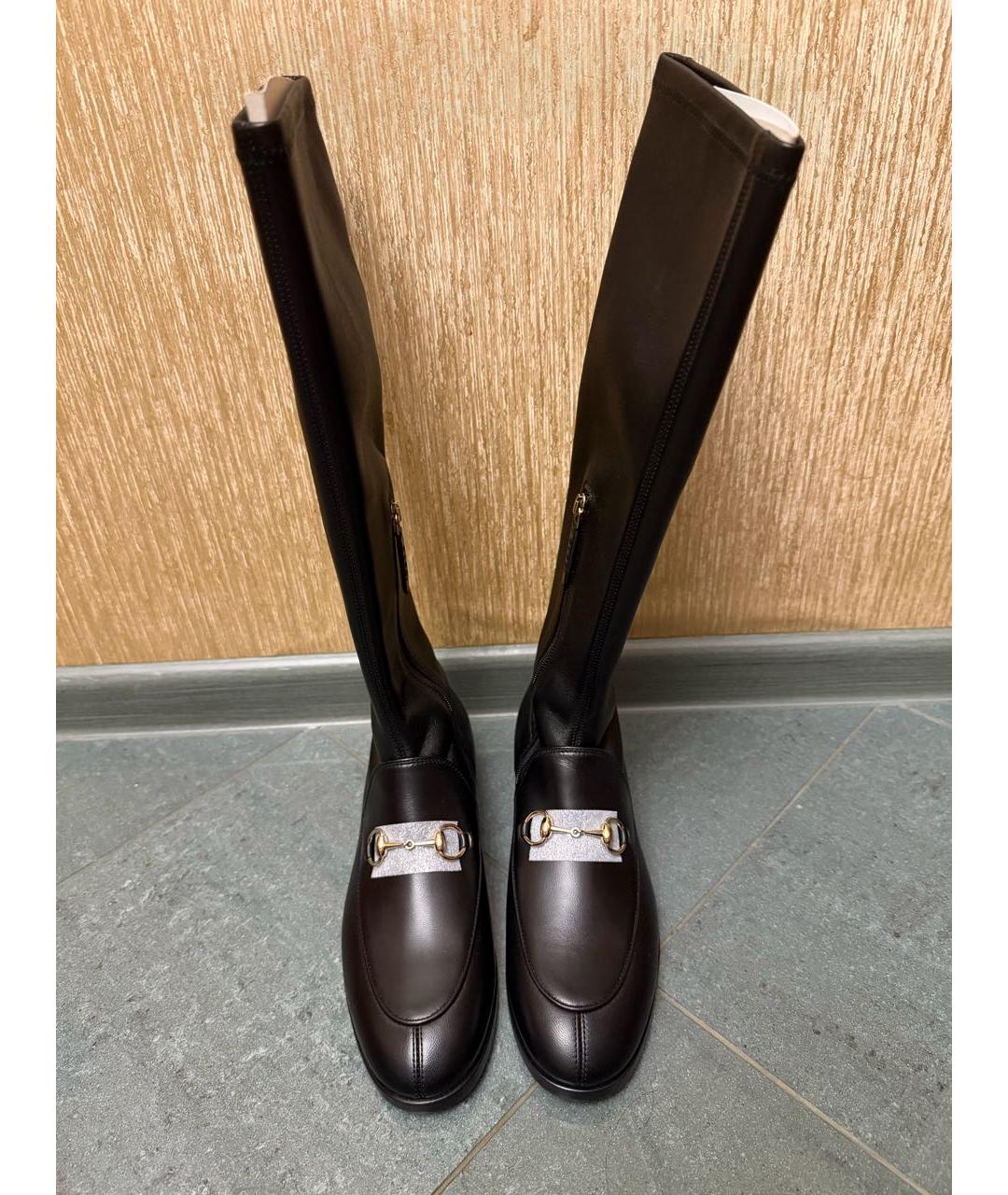 GUCCI Черные кожаные сапоги, фото 2