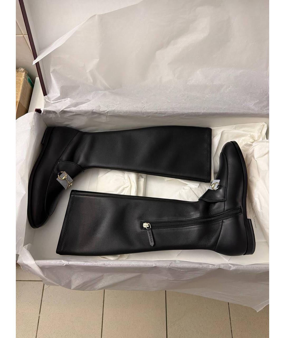 GUCCI Черные кожаные сапоги, фото 6