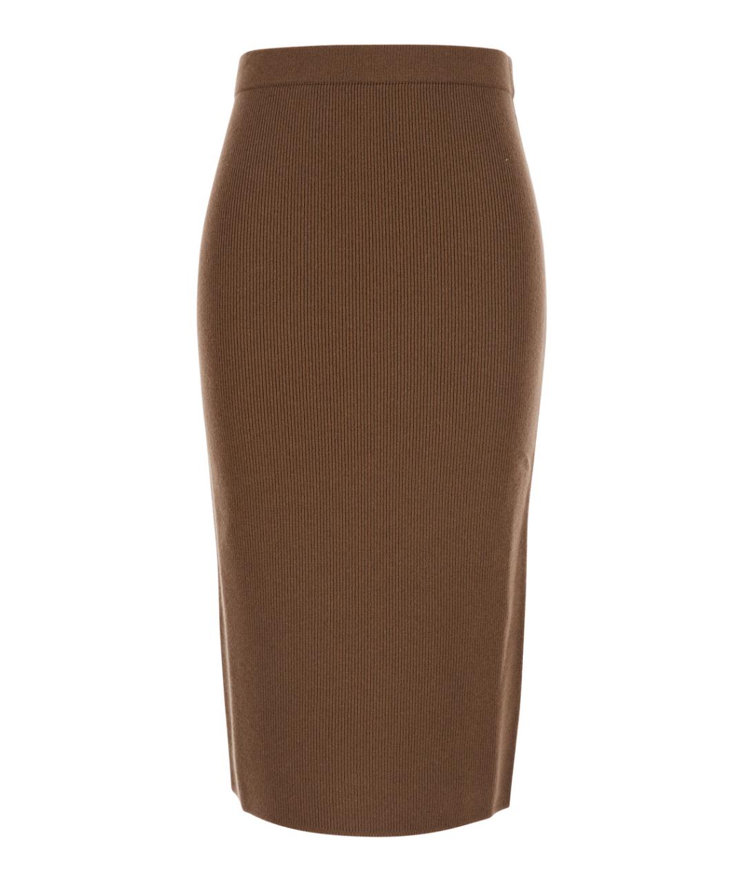 MAX MARA STUDIO Коричневая шерстяная юбка миди, фото 1