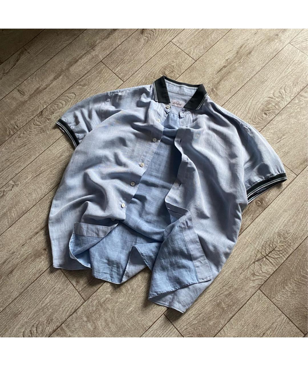 BRIONI Голубая льняная кэжуал рубашка, фото 2