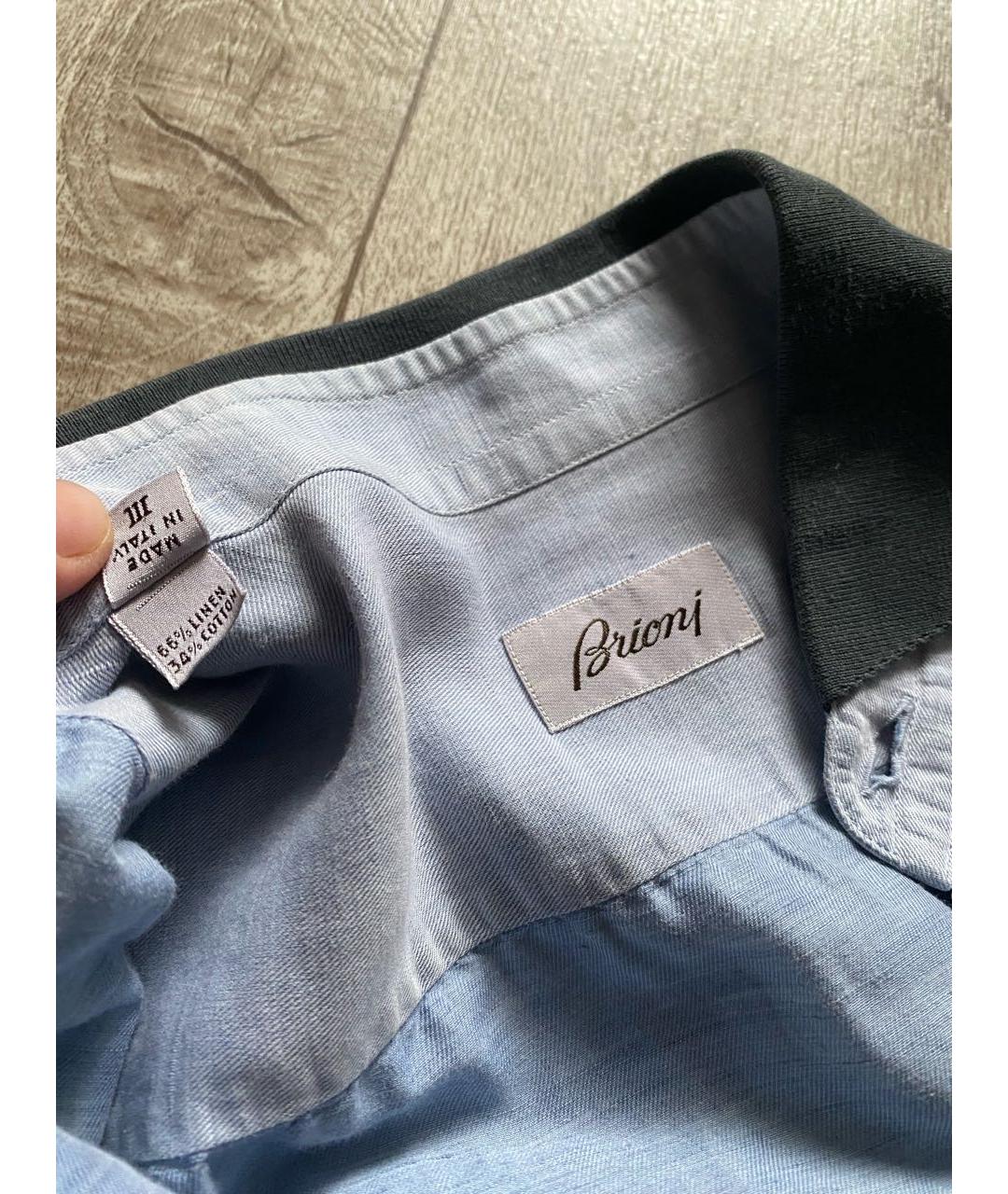 BRIONI Голубая льняная кэжуал рубашка, фото 3