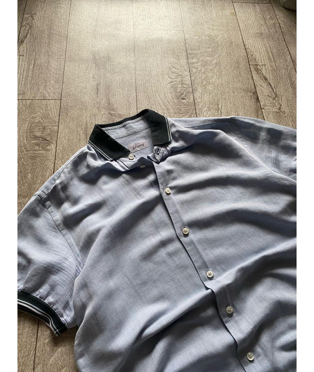 BRIONI Голубая льняная кэжуал рубашка, фото 4