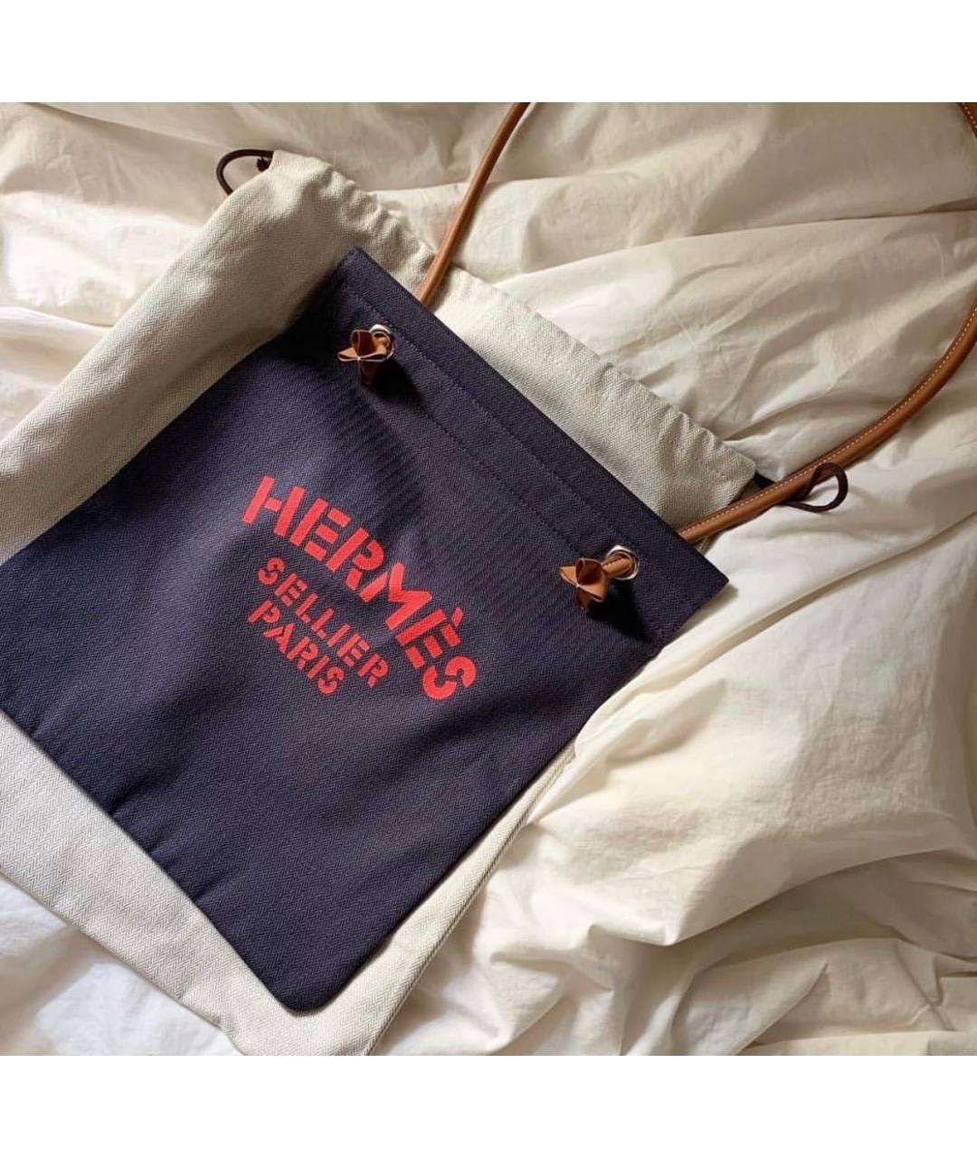 HERMES Темно-синяя сумка тоут, фото 3