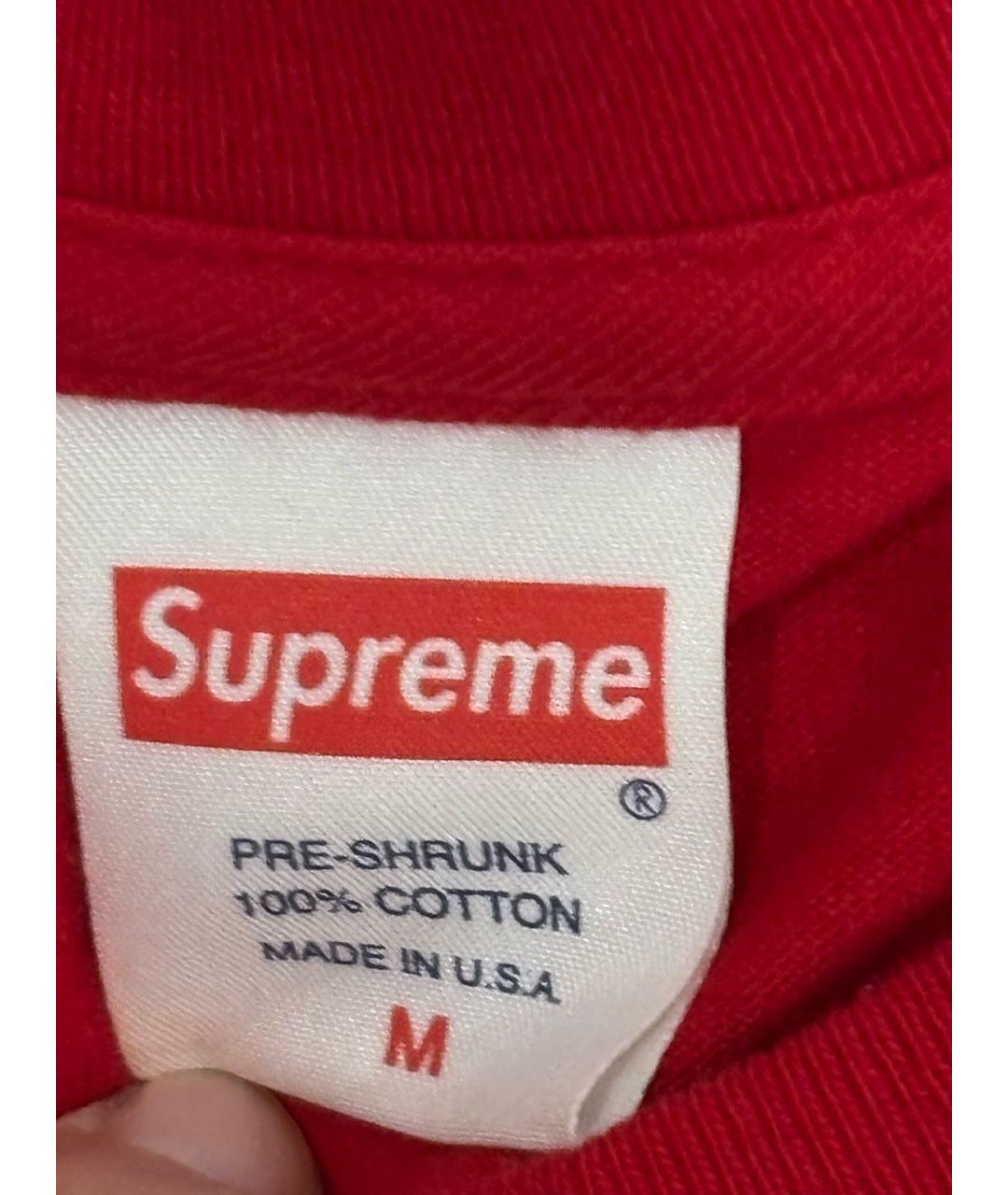 SUPREME Красная хлопковая футболка, фото 3