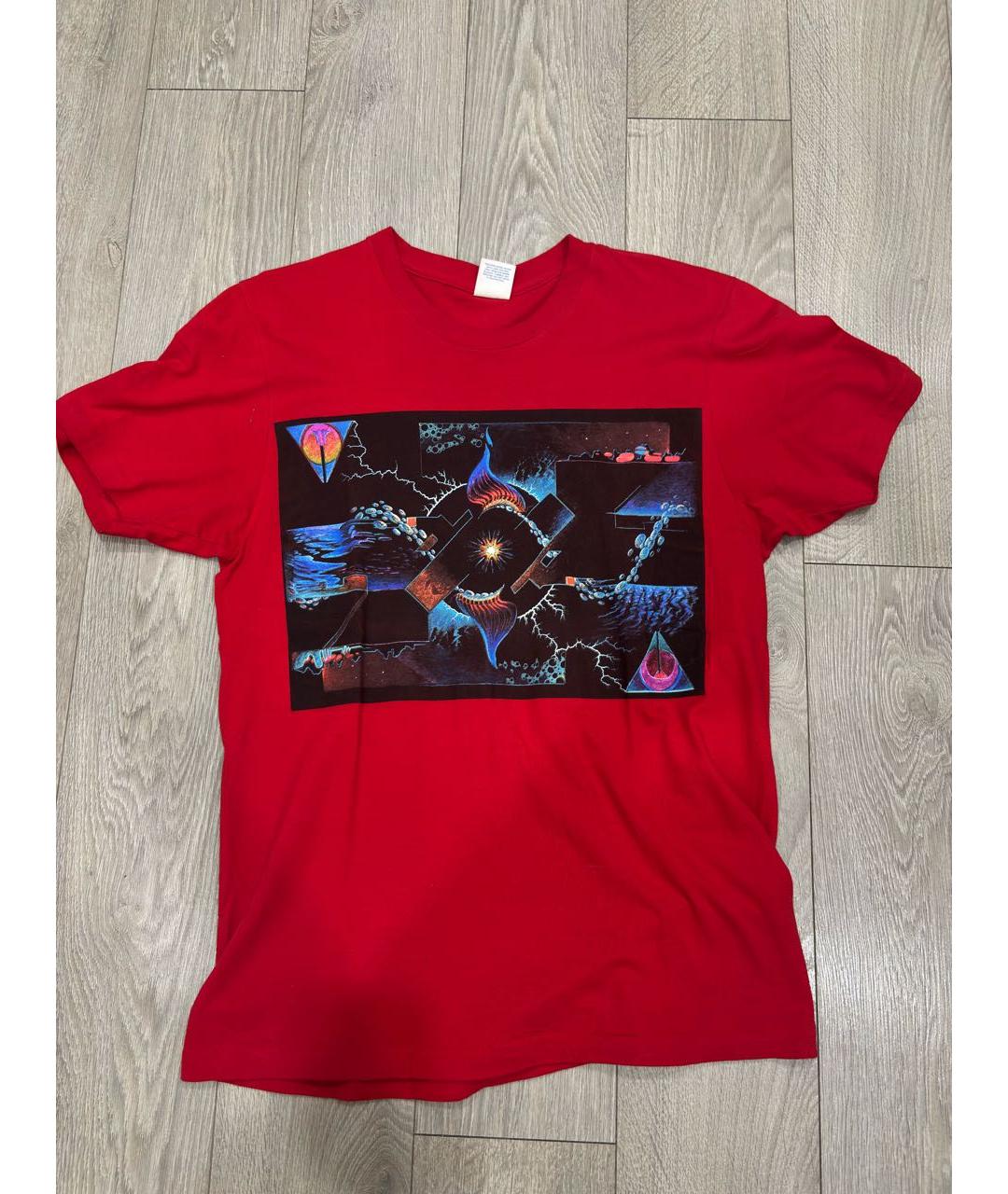 SUPREME Красная хлопковая футболка, фото 2