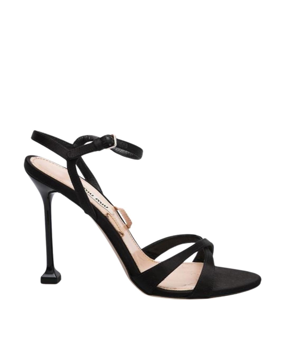 MIU MIU Черные кожаные босоножки, фото 1